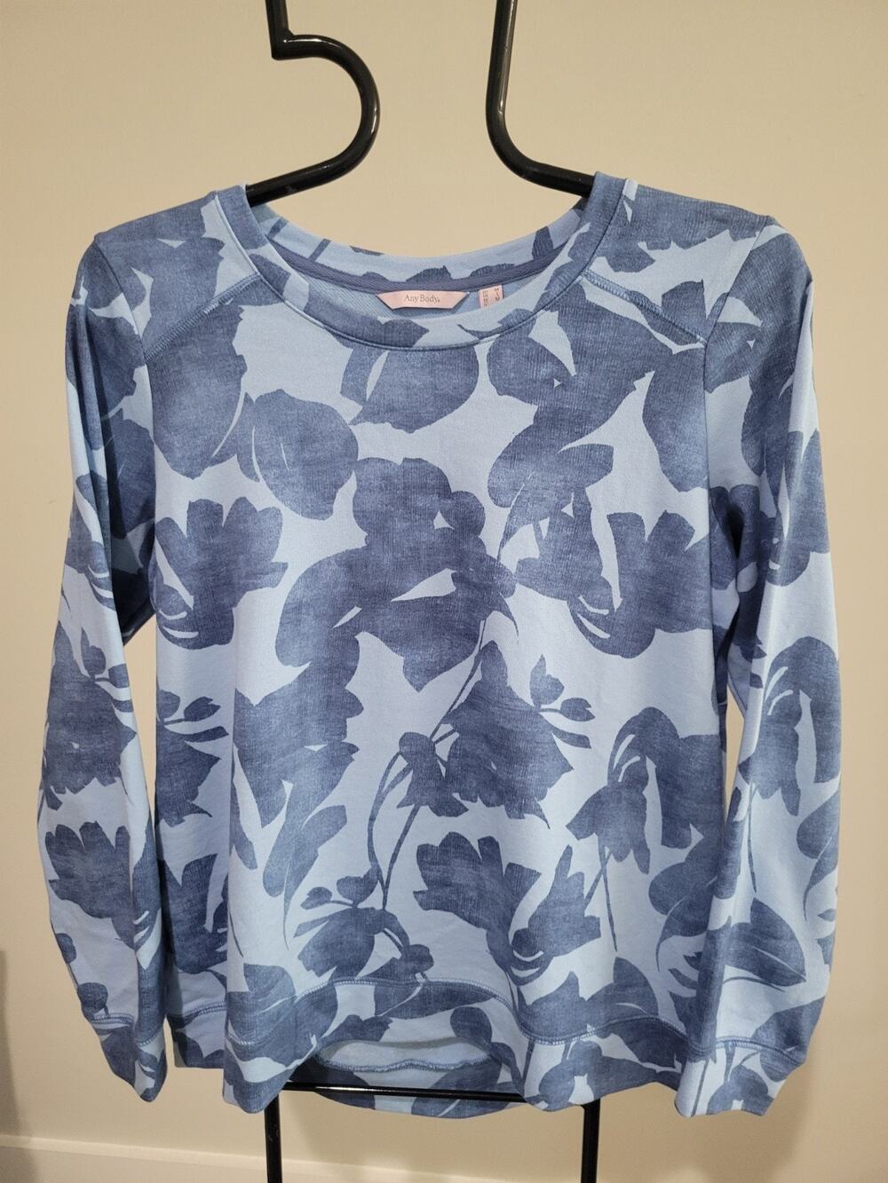 Anybody Size M Blue Floral French Terry Crewneck Sweatshirt A714949 NWOT
